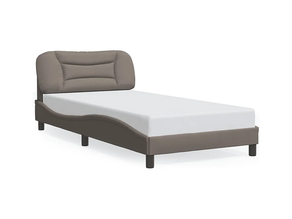 Estructura de cama con LED sin colchón tela taupe 100x200 cm