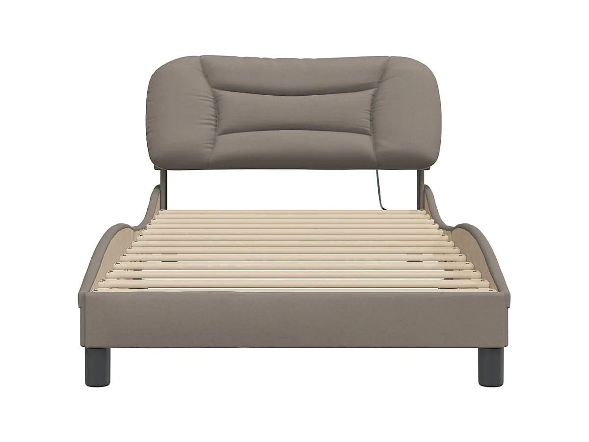 Estructura de cama con LED sin colchón tela taupe 100x200 cm