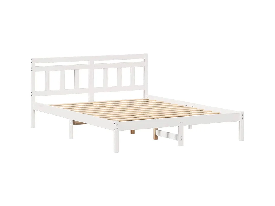 Cadre de lit avec tête de lit Blanc Bois massif en pin