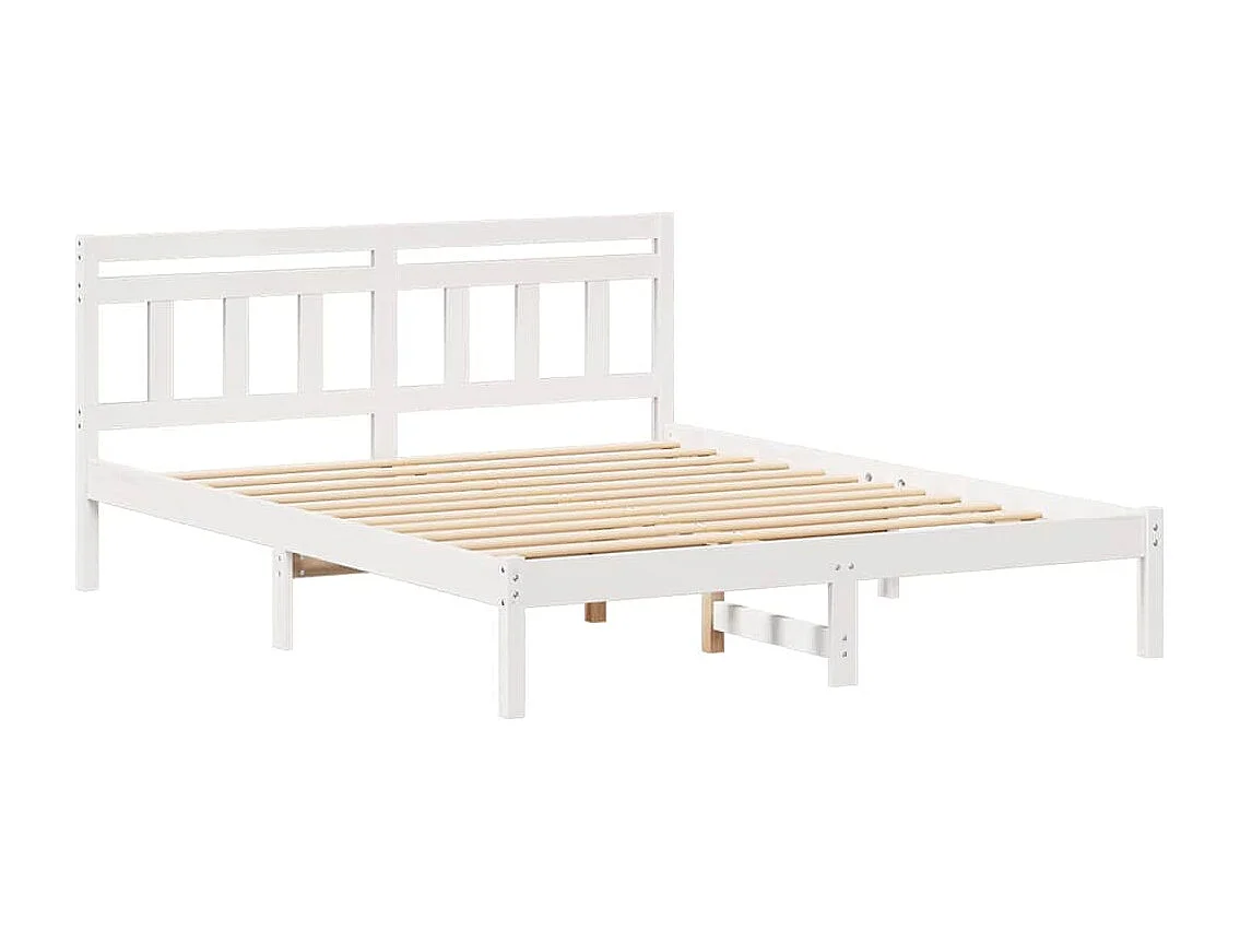 Estructura de cama con cabecero Blanco Madera maciza de pino