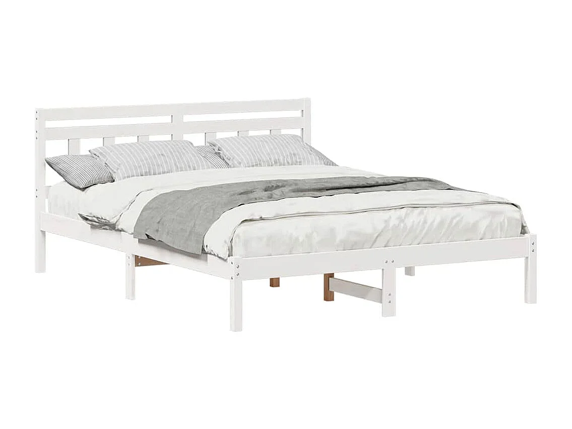 Estructura de cama con cabecero Blanco Madera maciza de pino