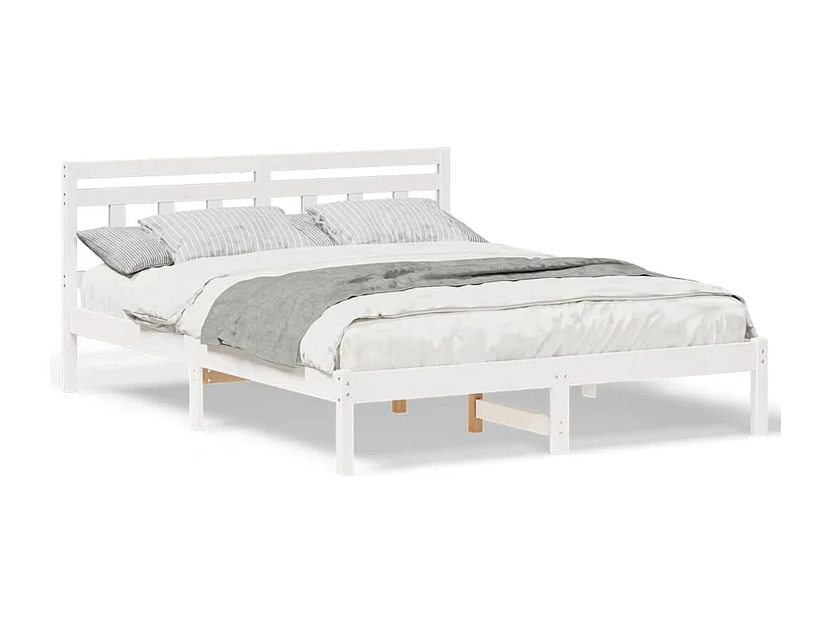 Estructura de cama con cabecero Blanco Madera maciza de pino