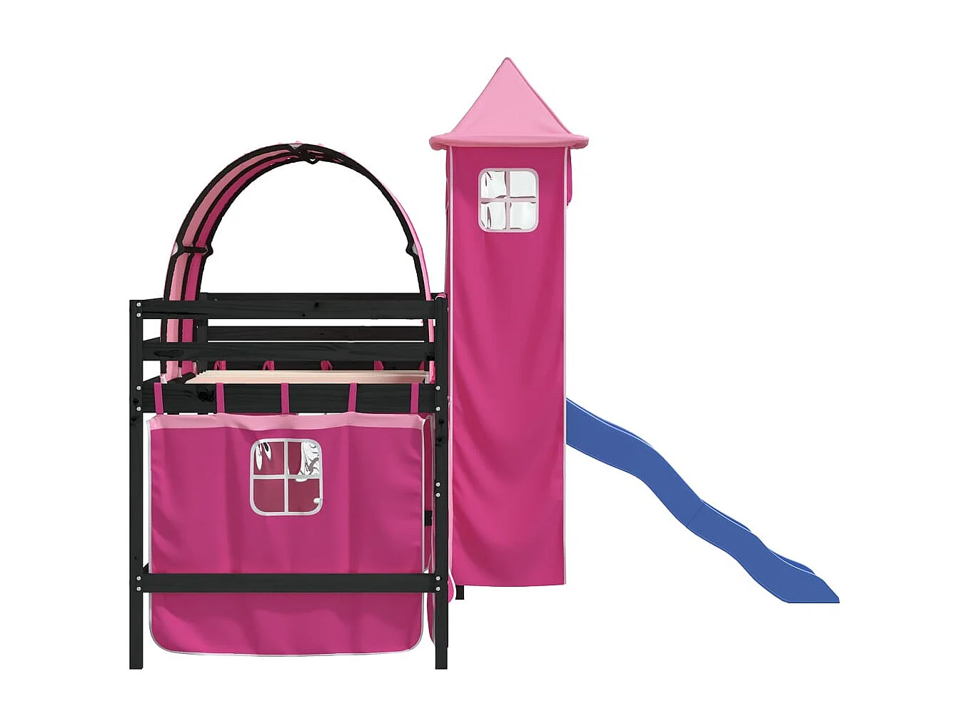 Letto a soppalco per bambini con torre senza materasso rosa 80x200 cm
