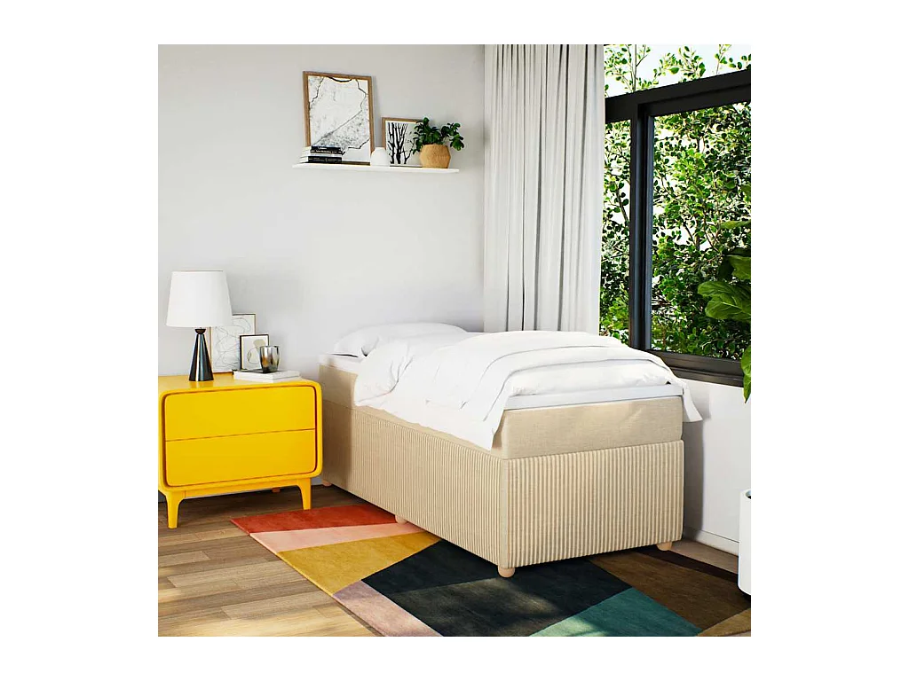 Lattenbodem met matras Crème 90x200 cm Stof