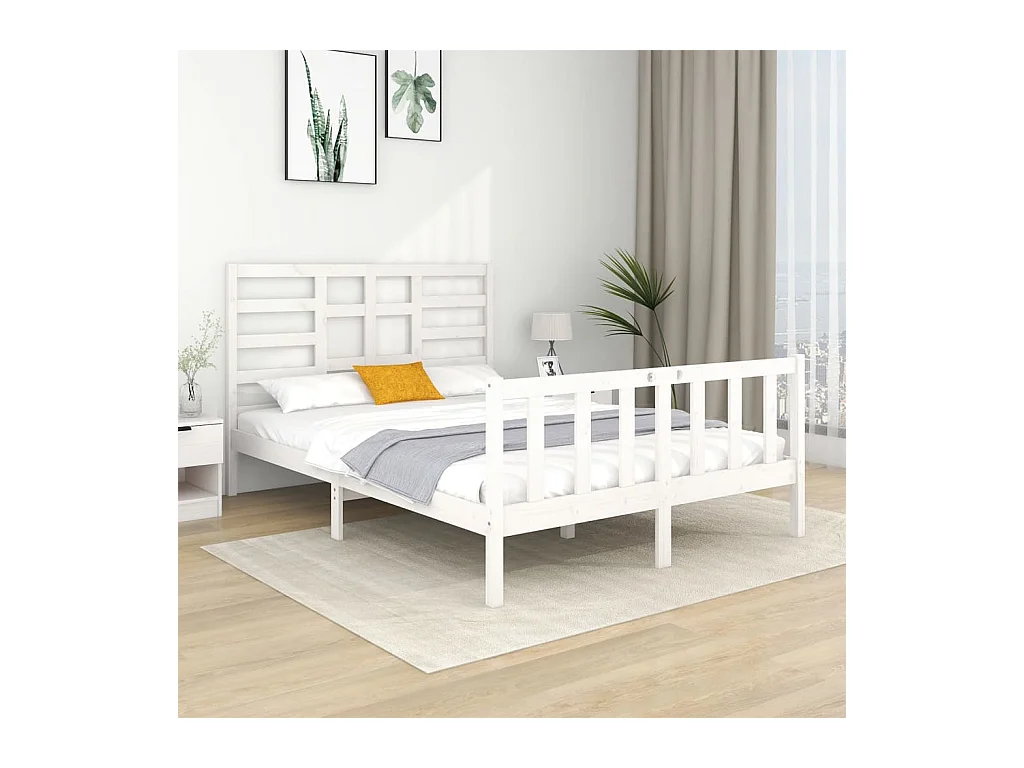 Bedframe zonder matras wit massief hout 140x190 cm