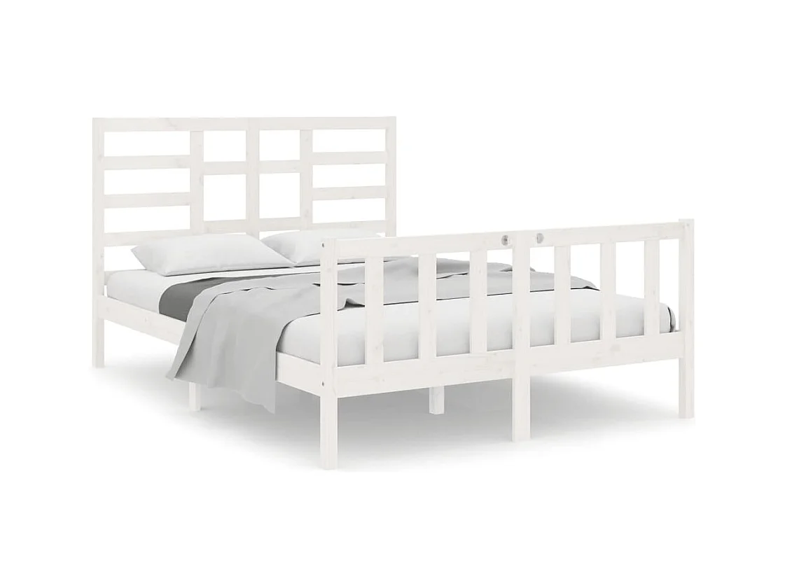 Bedframe zonder matras wit massief hout 140x190 cm