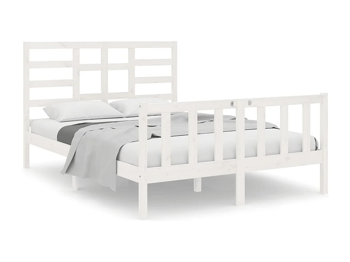 Cadre de lit sans matelas blanc bois massif 140x190 cm