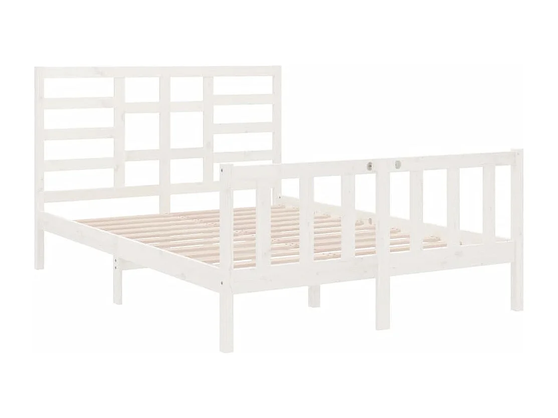 Cadre de lit sans matelas blanc bois massif 140x190 cm