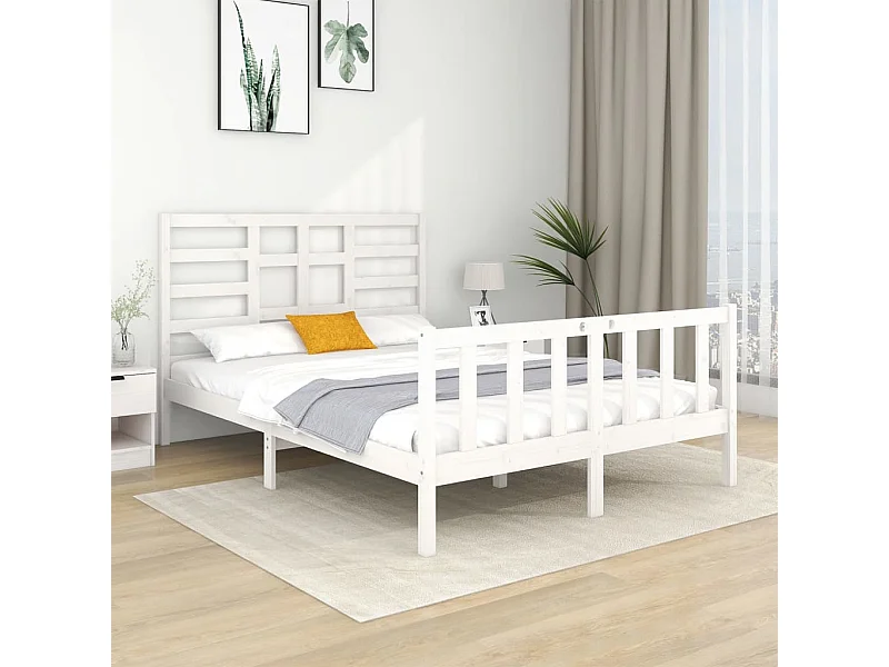 Bedframe zonder matras wit massief hout 140x190 cm