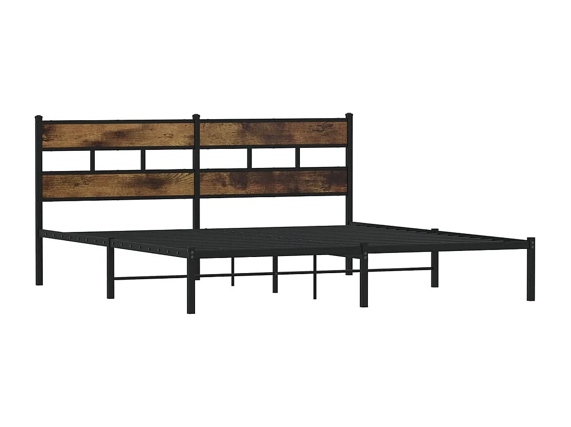 Struttura letto in metallo senza materasso rovere affumicato 180x200 cm