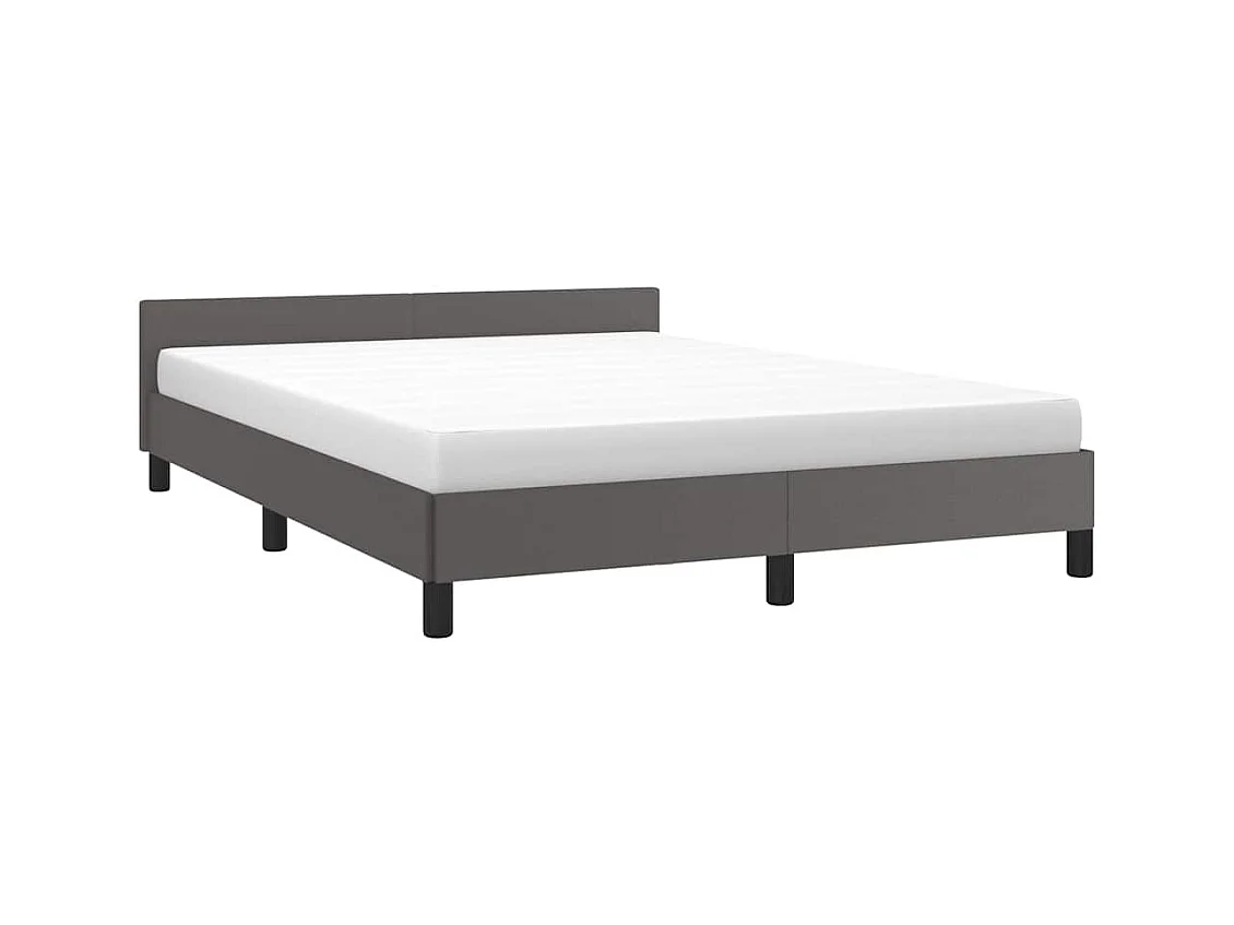 Bedframe met hoofdbord zonder matras grijs 140x200 cm
