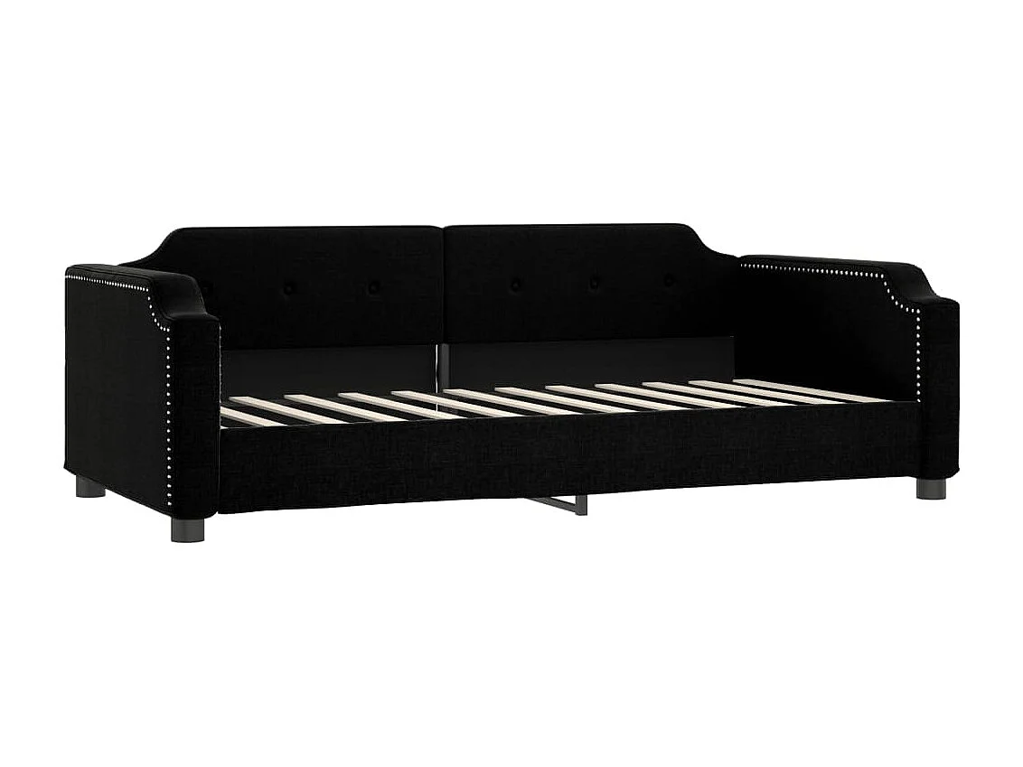 Lit de jour avec matelas noir 90x200 cm tissu