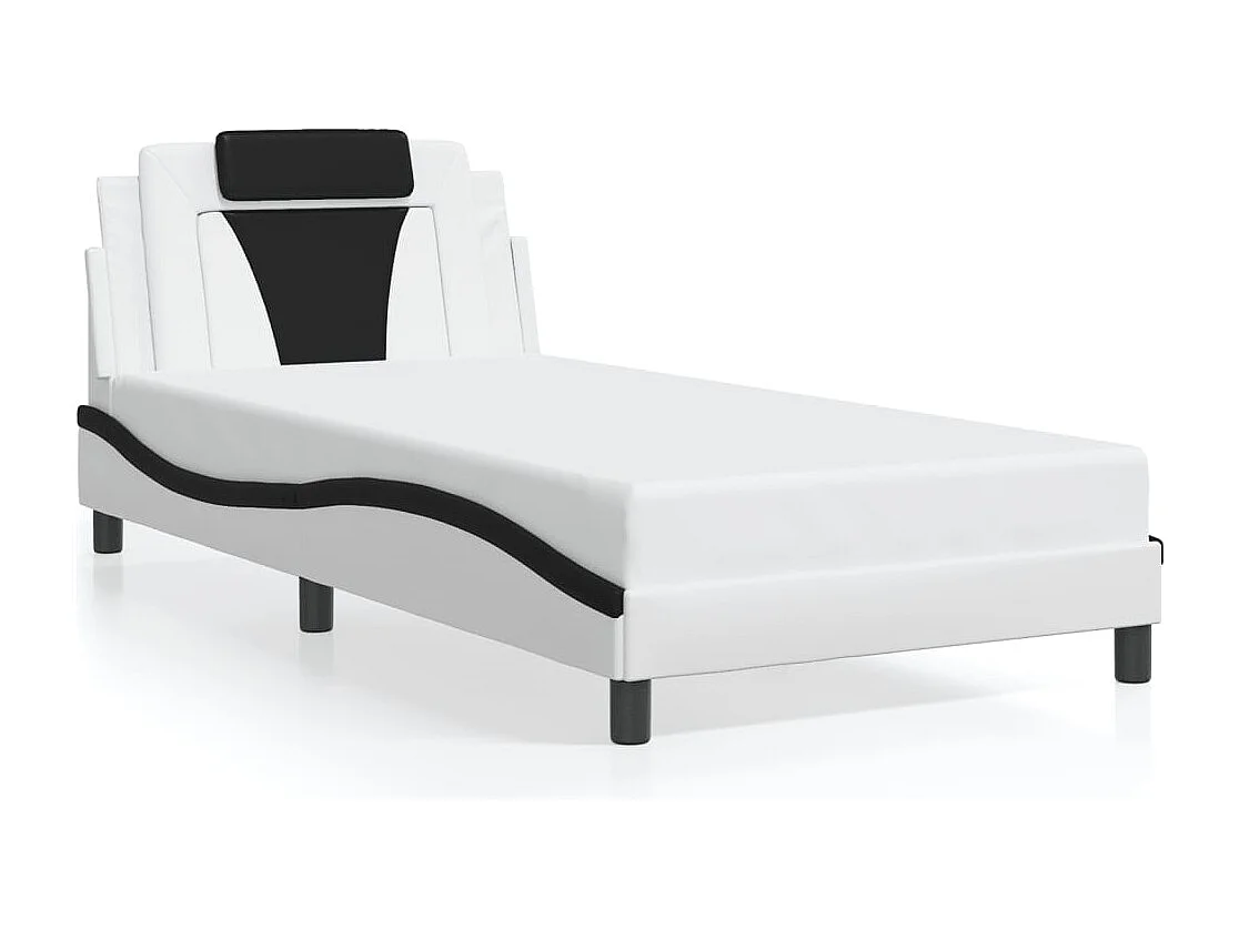 Estructura de cama sin colchón blanca y negra 100x200 cm polipiel