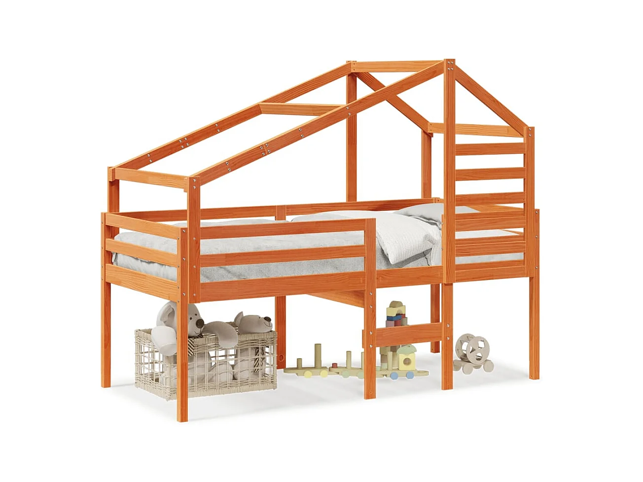 Hoogslaper zonder matras bruin gewaxt 75x190 cm massief grenenhout