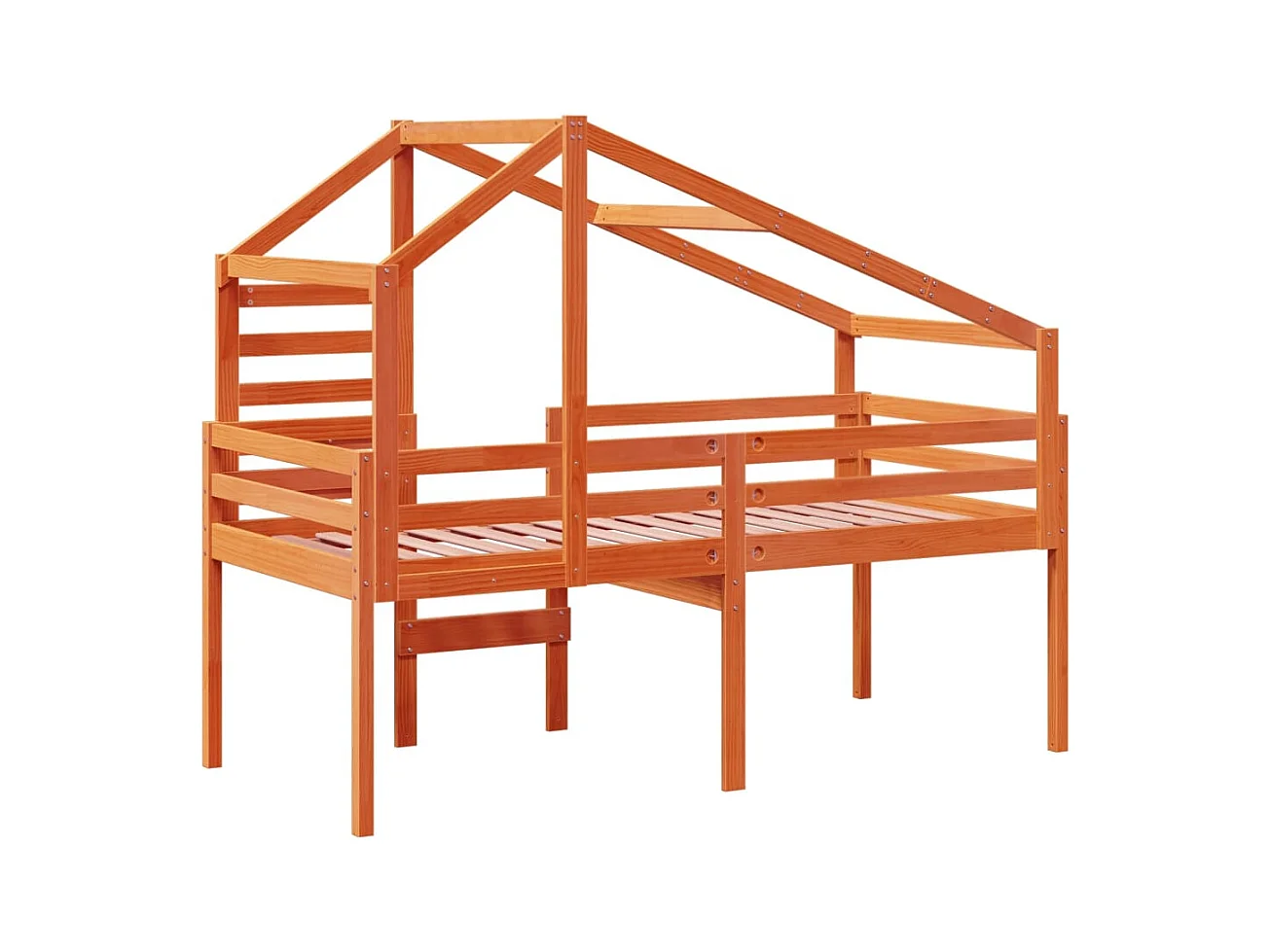 Hoogslaper zonder matras bruin gewaxt 75x190 cm massief grenenhout