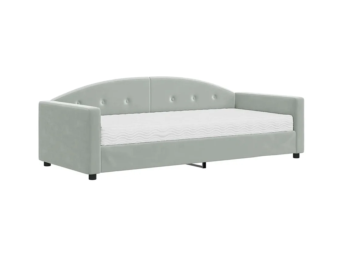 Dagbed met lichtgrijze fluwelen matras van 90x200 cm