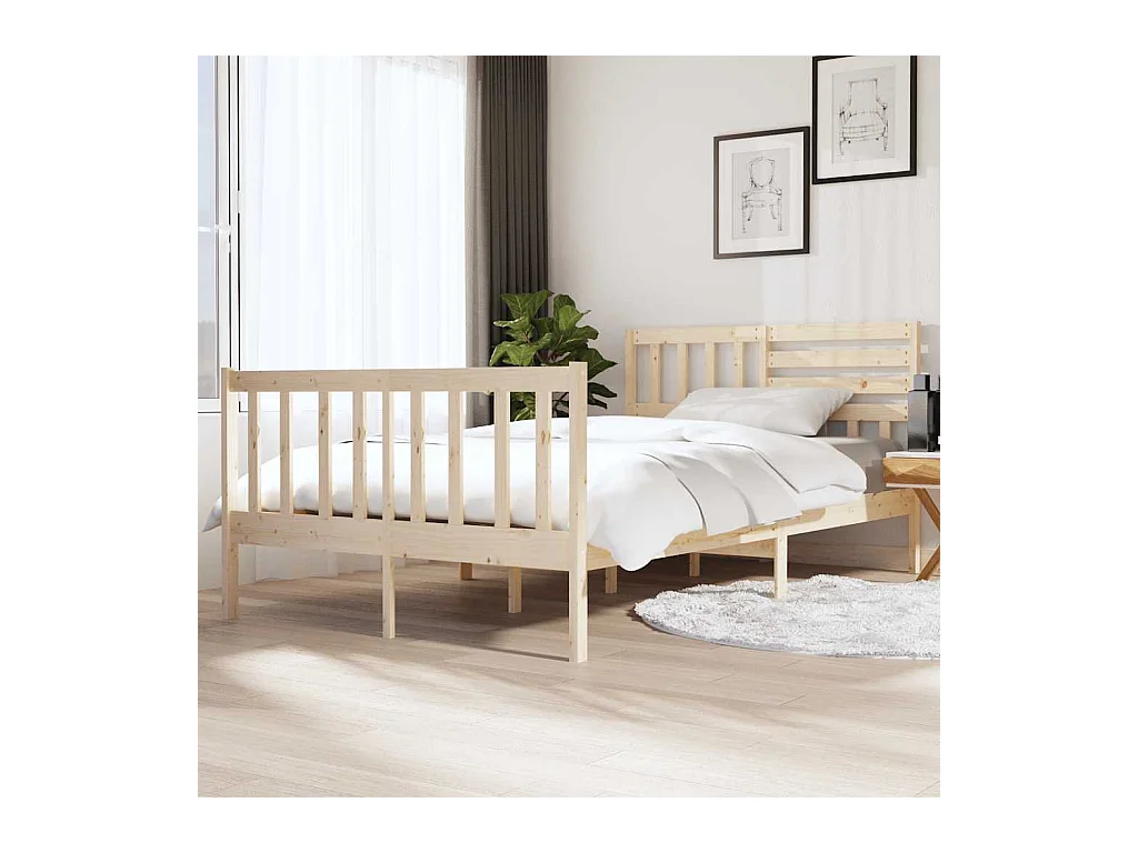 Bedframe zonder matras massief hout 140x190 cm