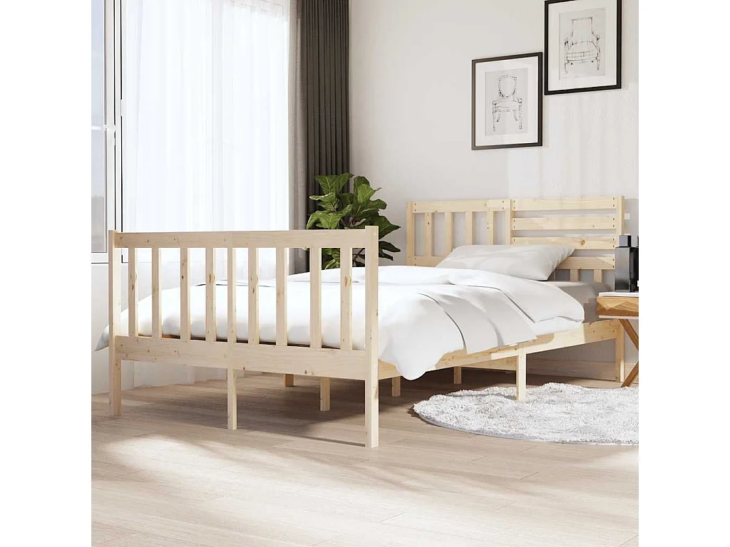 Bedframe zonder matras massief hout 140x190 cm