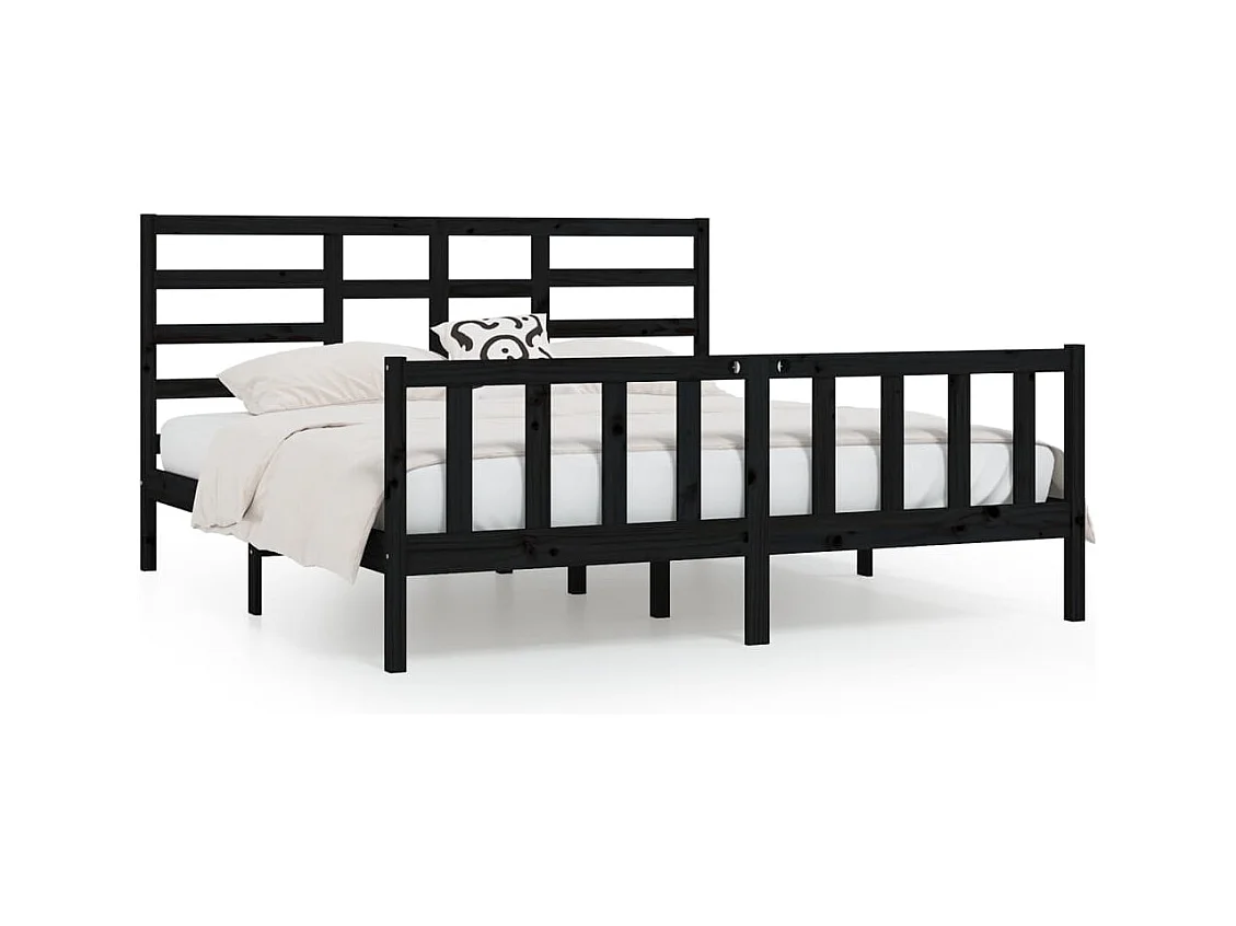 Bedframe zonder matras zwart 200x200 cm massief grenenhout