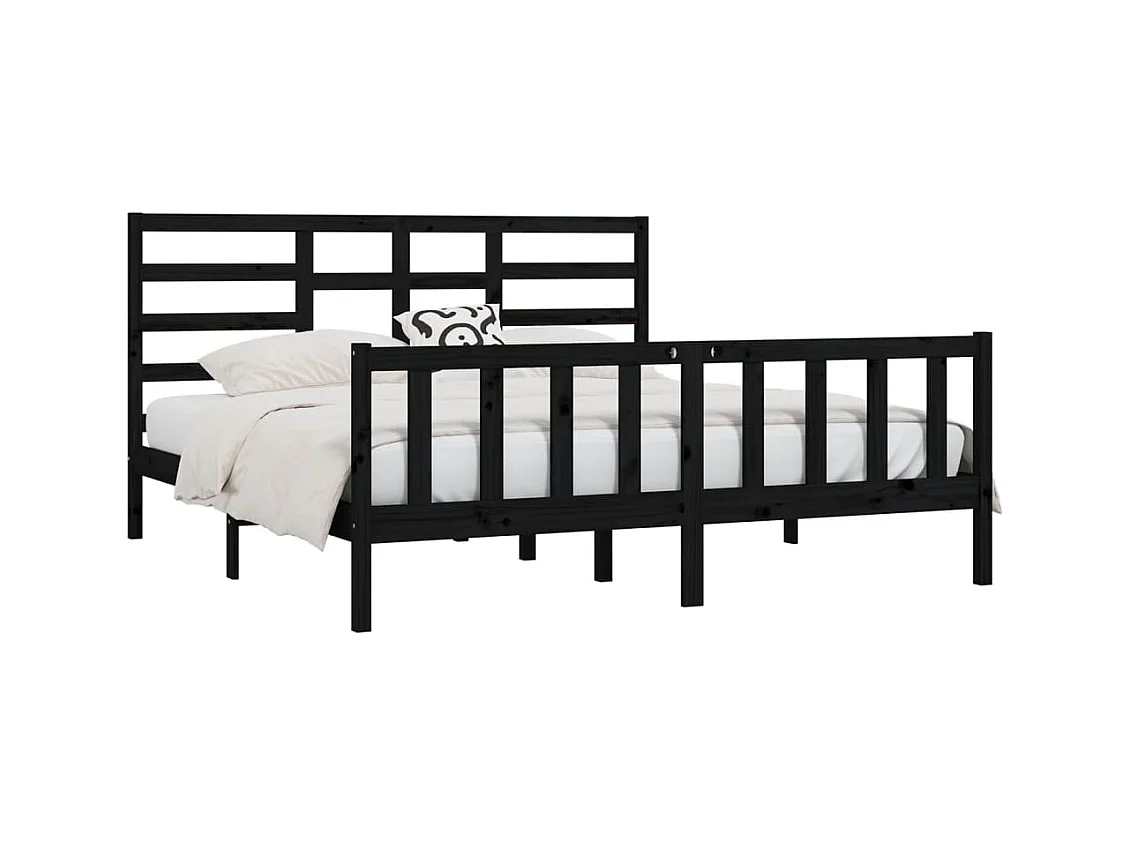 Bedframe zonder matras zwart 200x200 cm massief grenenhout