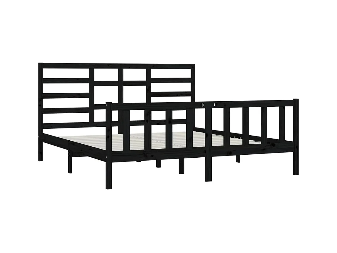 Bedframe zonder matras zwart 200x200 cm massief grenenhout