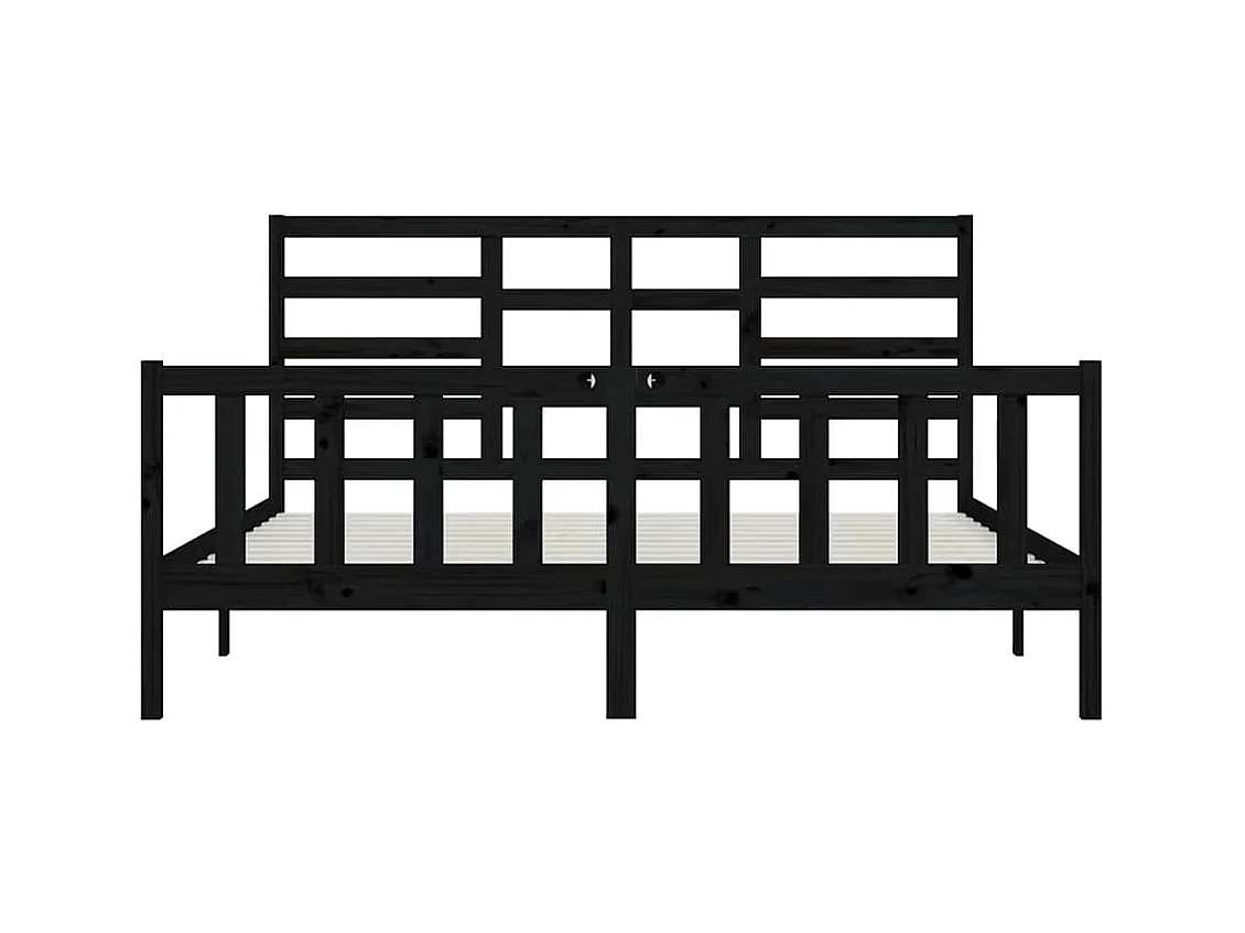 Bedframe zonder matras zwart 200x200 cm massief grenenhout