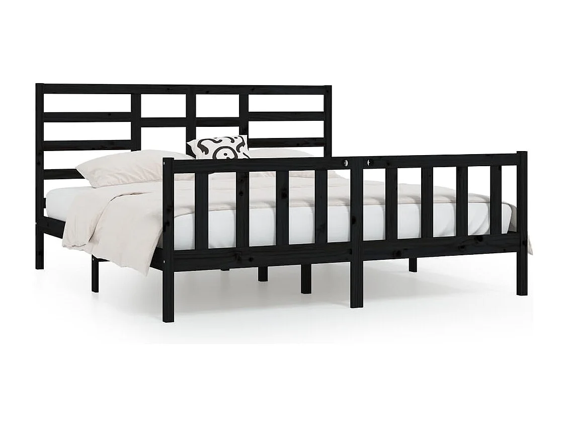 Struttura letto senza materasso nero 200x200 cm in legno massello di pino