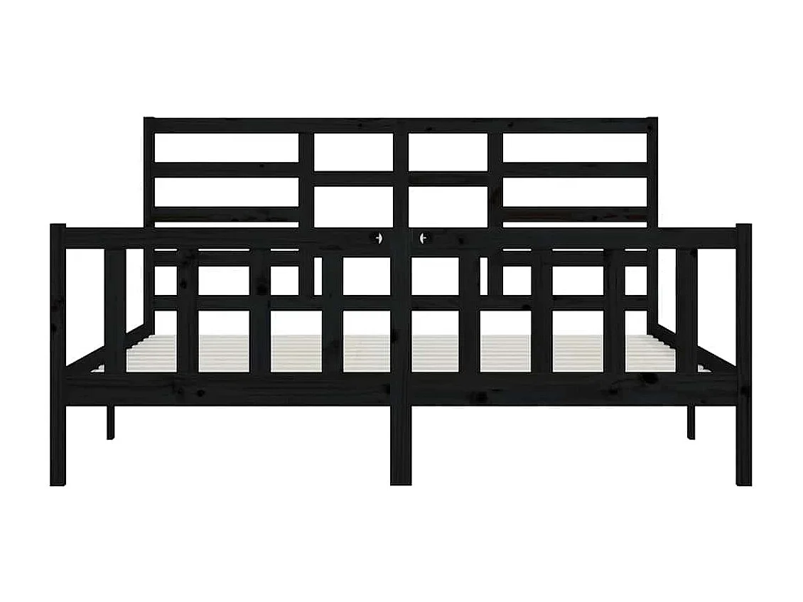 Struttura letto senza materasso nero 200x200 cm in legno massello di pino
