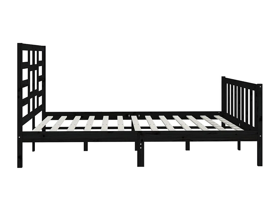 Struttura letto senza materasso nero 200x200 cm in legno massello di pino