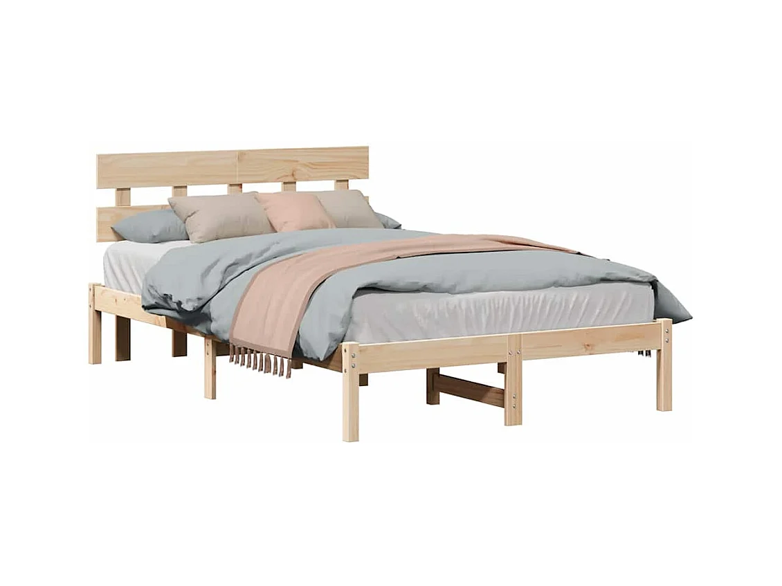 Cadre de lit Marron 135 x 190 cm Bois de pin massif