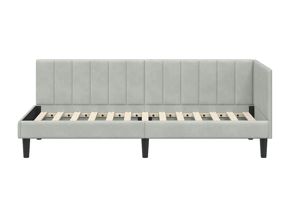 Hoekbedframe Lichtgrijs 80 x 200 cm Fluweel