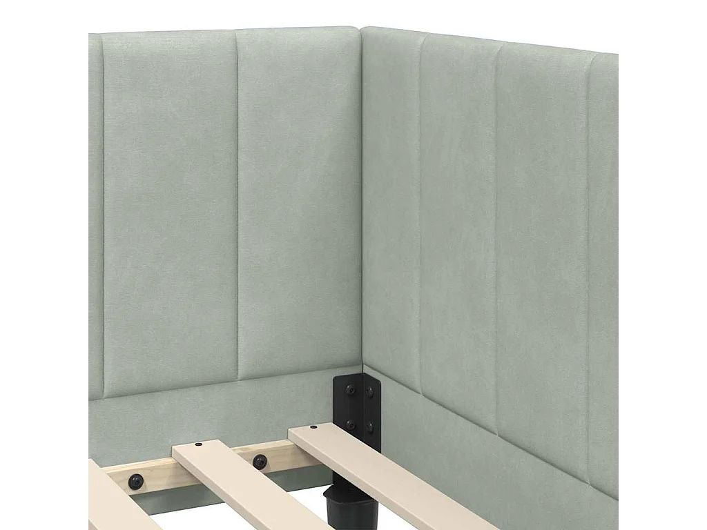 Hoekbedframe Lichtgrijs 80 x 200 cm Fluweel