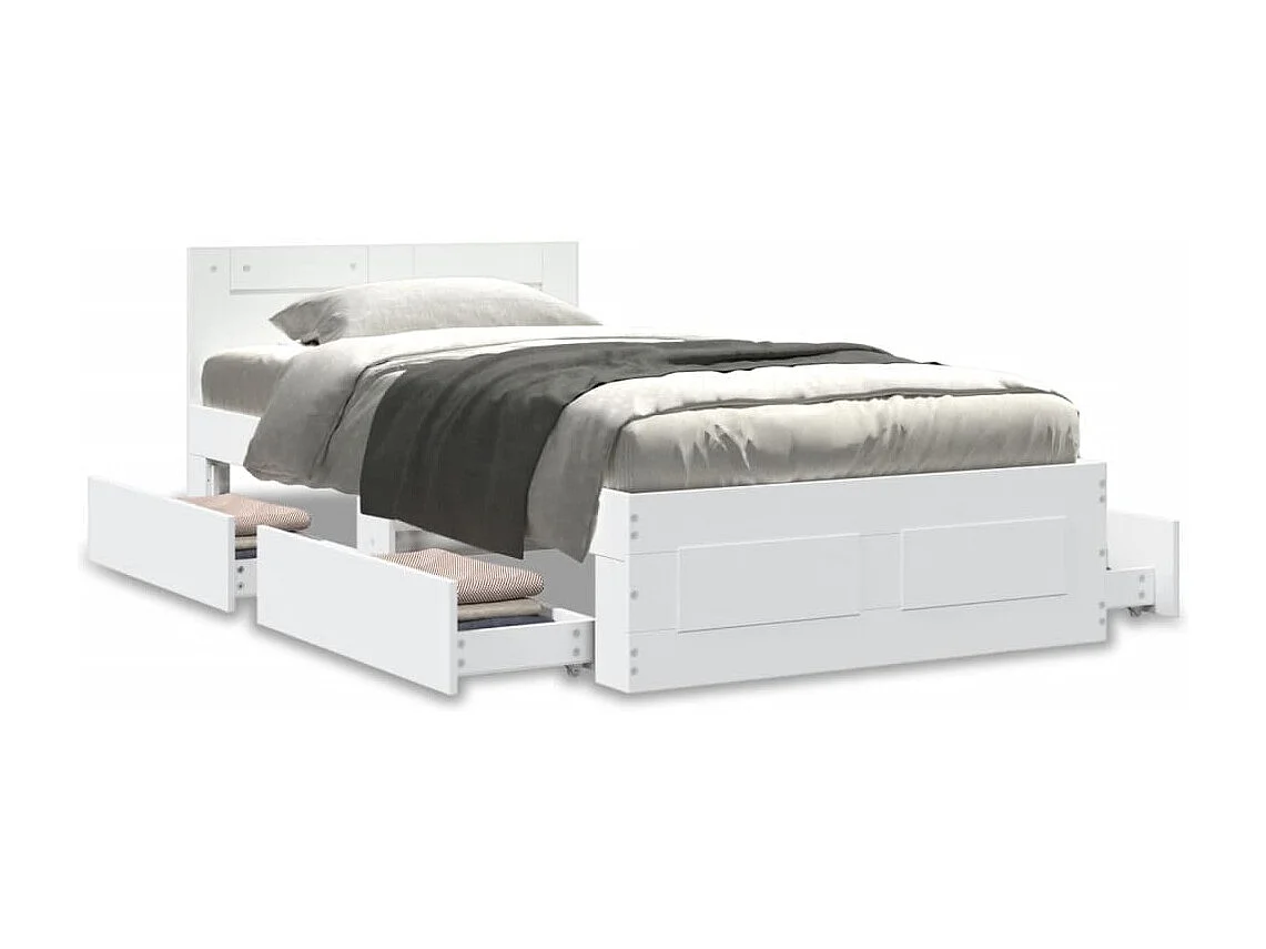 Struttura letto con testiera senza materasso bianco 100x200 cm