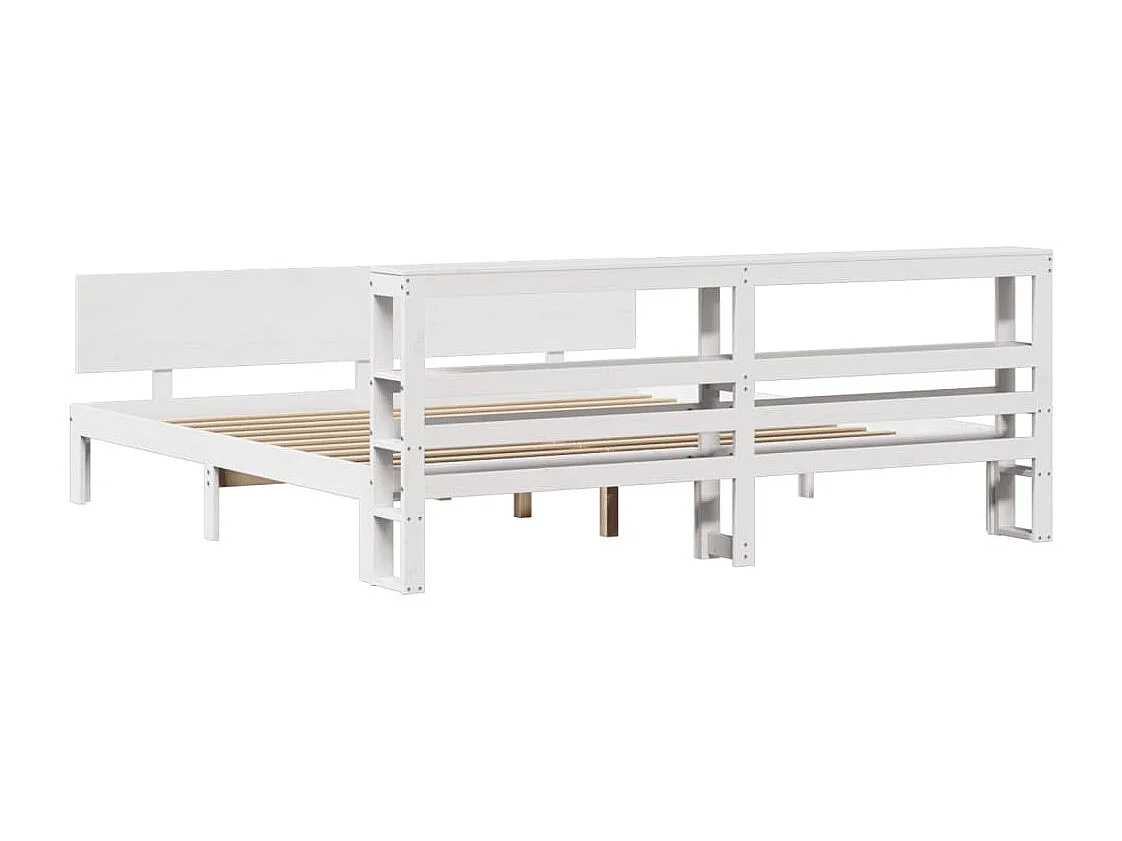 Estructura de cama con cabecero sin colchón blanco 200x200 cm