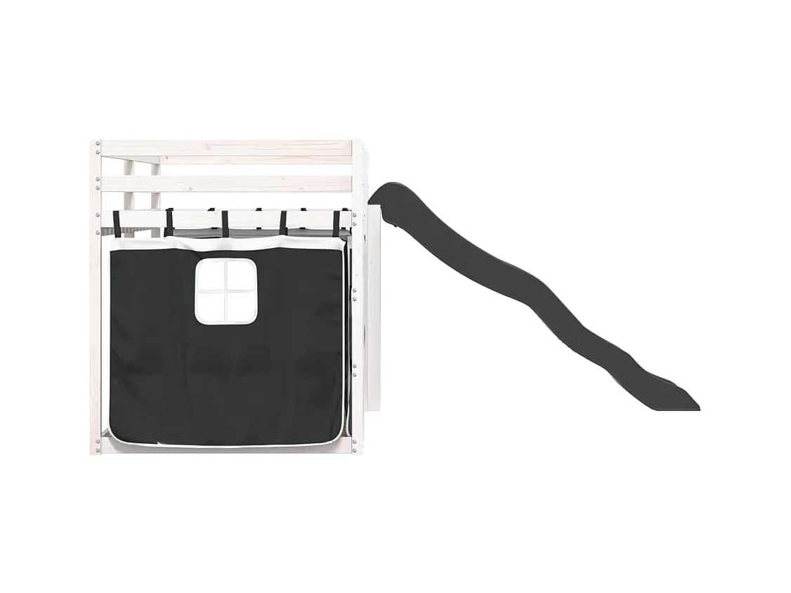 Stapelbed zonder matras met glijbaan wit zwart 80x200 cm