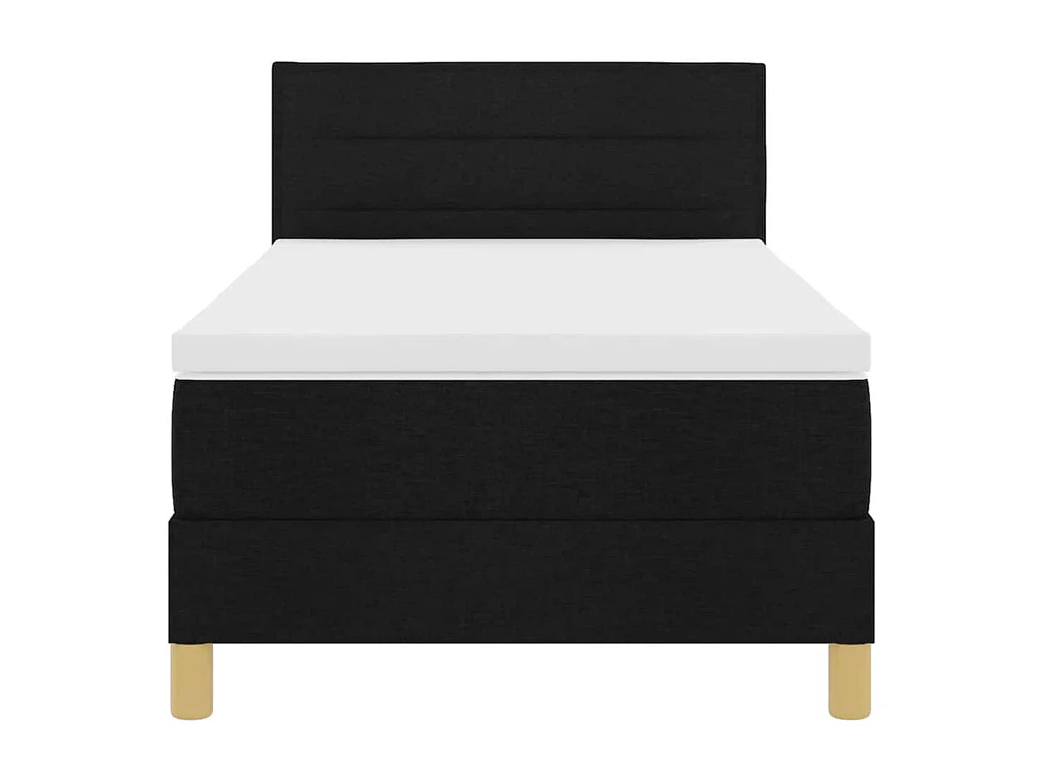 Lit à ressorts avec matelas Noir 90 x 200 cm tissu