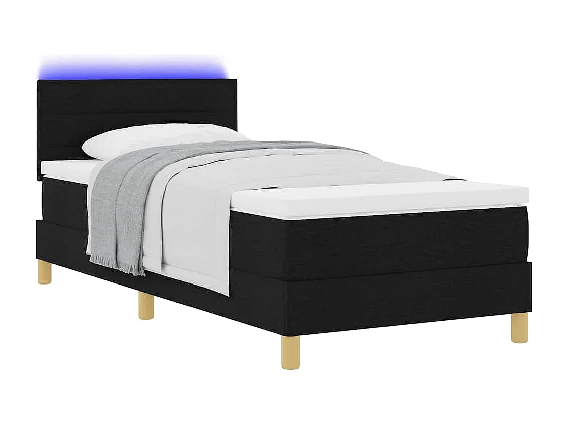 Letto a molle con materasso in tessuto nero 90 x 200 cm