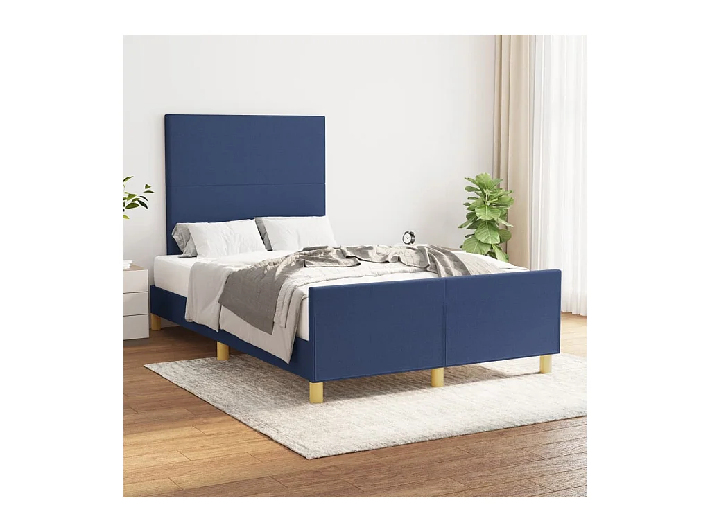 Cadre de lit sans matelas bleu 120x200 cm tissu