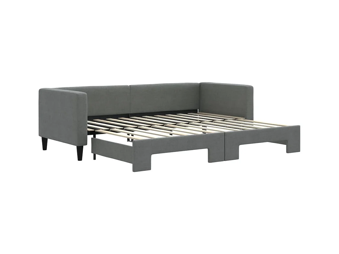Lit de jour avec gigogne sans matelas gris foncé 80x200 cm