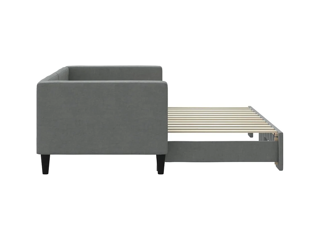 Lit de jour avec gigogne sans matelas gris foncé 80x200 cm