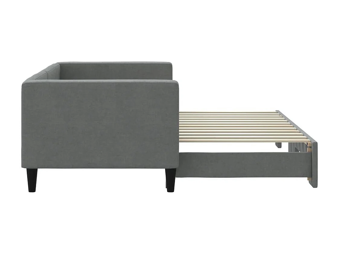 Lit de jour avec gigogne sans matelas gris foncé 80x200 cm