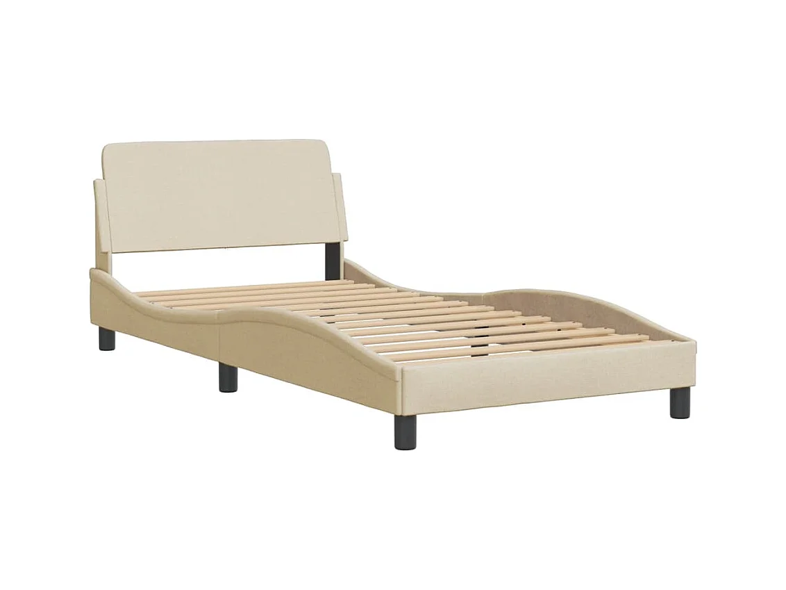 Lit avec matelas crème 100x200 cm tissu
