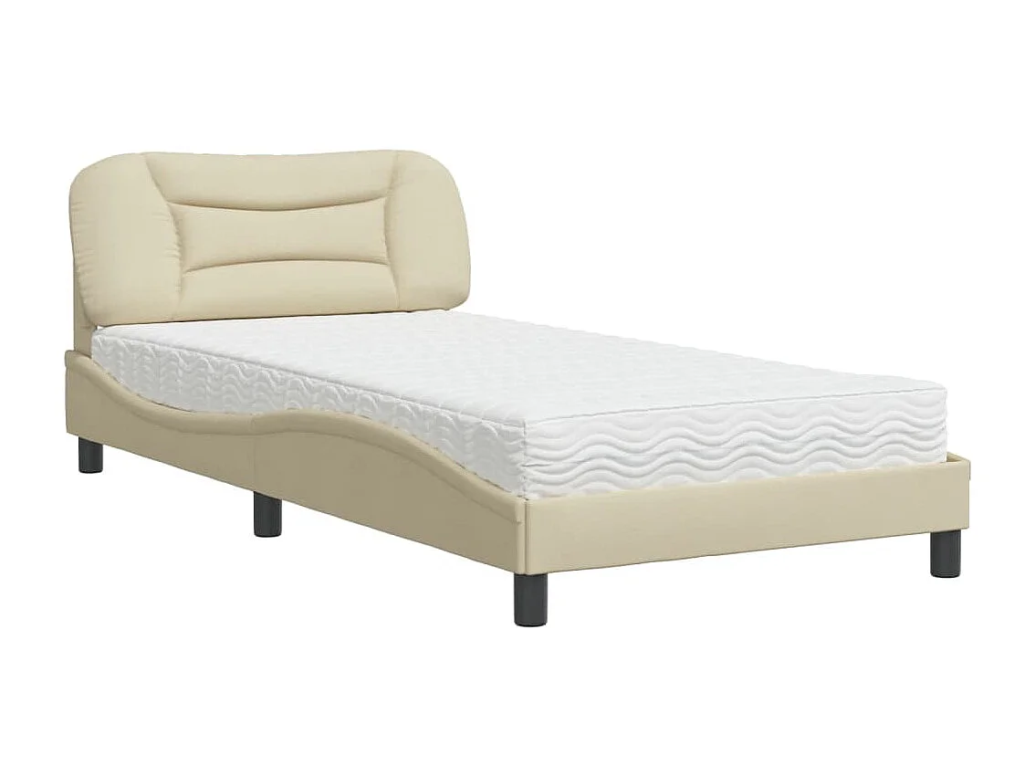 Bett mit cremefarbener Matratze 100x200 cm Stoff
