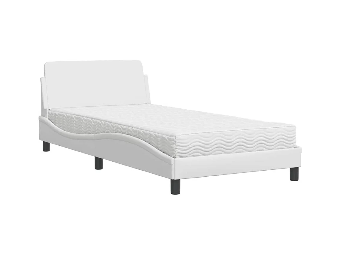 Letto con materasso bianco 100x200 cm in similpelle