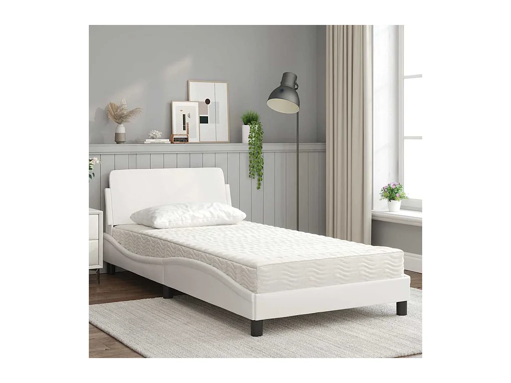 Letto con materasso bianco 100x200 cm in similpelle