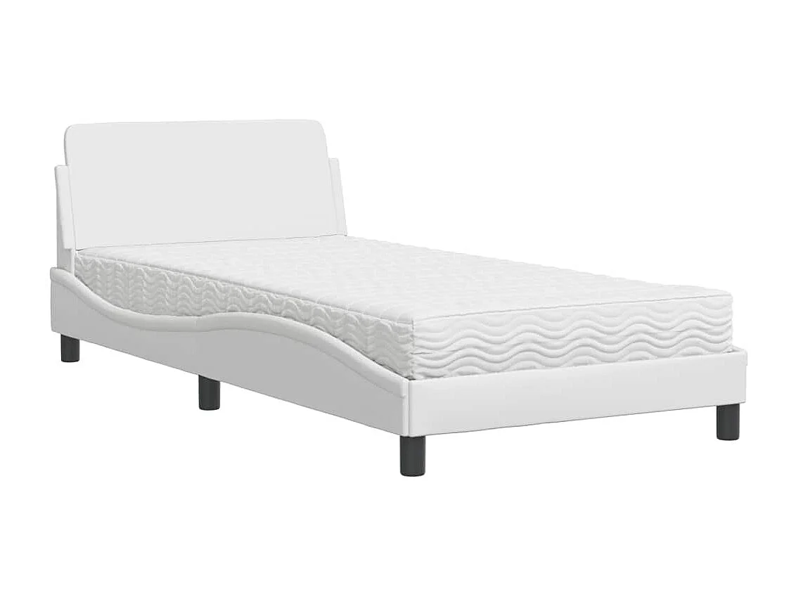 Letto con materasso bianco 100x200 cm in similpelle
