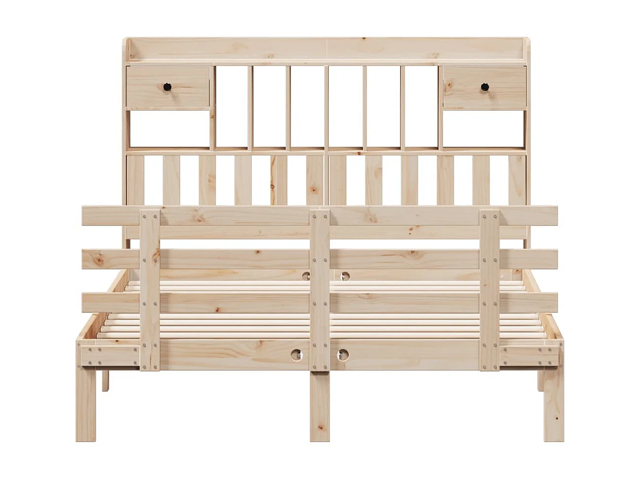 Lit bibliothèque sans matelas 140x200 cm bois massif de pin