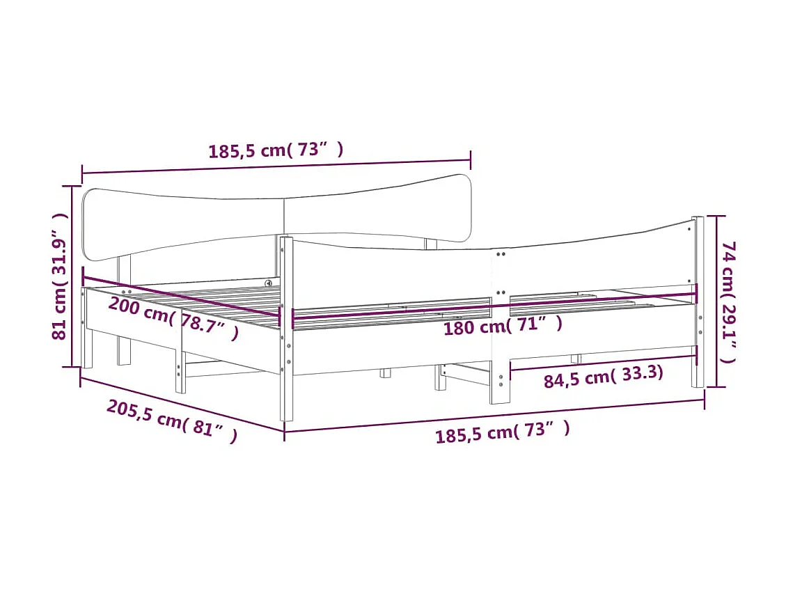 Estructura de cama sin colchón blanca 180x200 cm madera maciza de pino