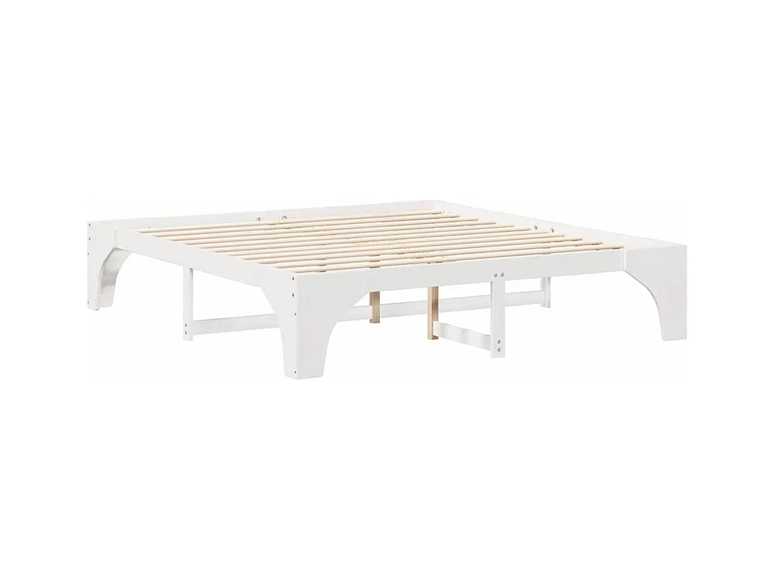 Struttura per letto rialzato bianco 200 x 200 cm in legno di pino massiccio