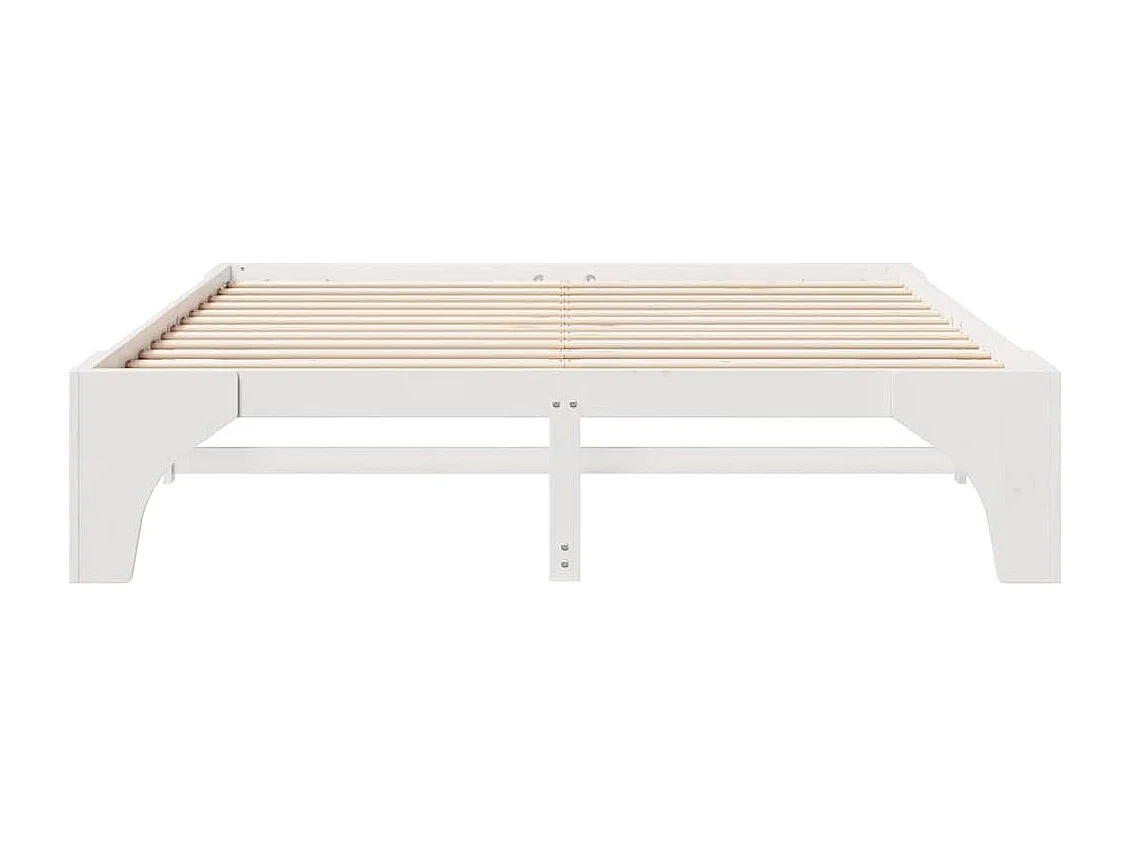 Struttura per letto rialzato bianco 200 x 200 cm in legno di pino massiccio